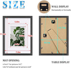 Egofine A4 Picture Frames Set of 4, Made of Solid Wood Covered by Plexiglass 5x7 and 6x8 with Mat or A4 without Mat, for Table Top Display and Wall Mounting Photo Frame Rustic Black