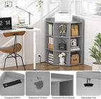 Aheaplus Corner Cabinet, Corner Storage with USB Ports and Outlets, Corners Cube Toy Storage for Small Space, Wooden Corners Cubby Bookshelf with 9 Cubes for Playroom, Bedroom, Living Room, Grey