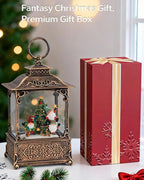 Musical Elf Christmas Tree Snow Globe - Electric Plastic Christmas Snow Globe Lantern, Lighted Glitter Globe with Swirling Sparkle and LED Lights, Holiday Decoration and Xmas Gift
