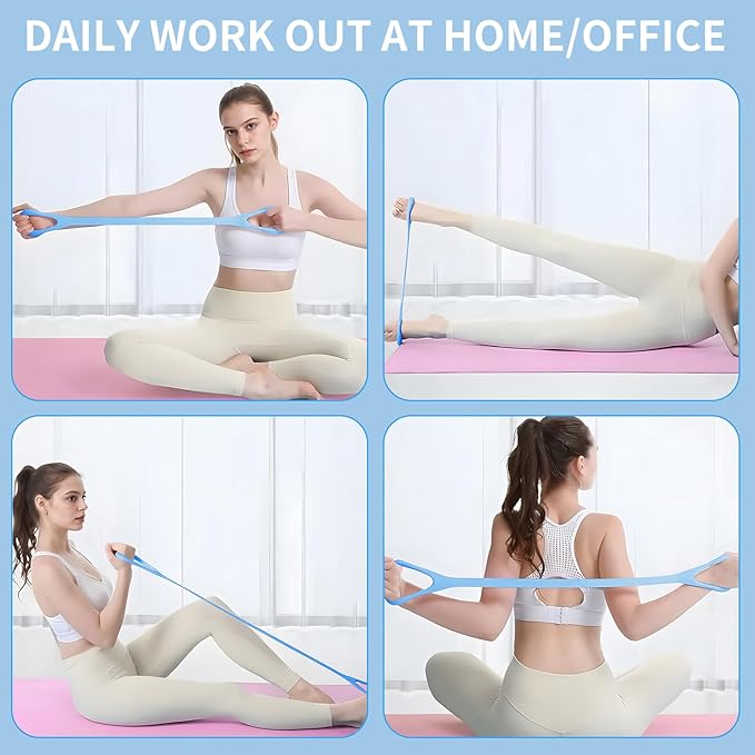 Figure 8 Fitness Resistance Band with Handles, Arm & Back Training Elastic Rope for Pure Barre Workout, Chest, Shoulder Stretching Exercise Equipment for Yoga, Pilates & Physical Therapy.