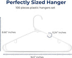 SereneLife 100 Pack Plastic Hangers, Non-Slip, Space-Saving Closet Organizers, Durable and Strong for Shirts, Sweaters, Hoodies, Kids Clothes & Dresses, Ultra-Thin, Lightweight