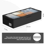 Under Bed Storage Bins Frame Storage Box Oxford Fabric Sturdy Underbed Container Foldable Stackable Large Capacity Clothes Organizer