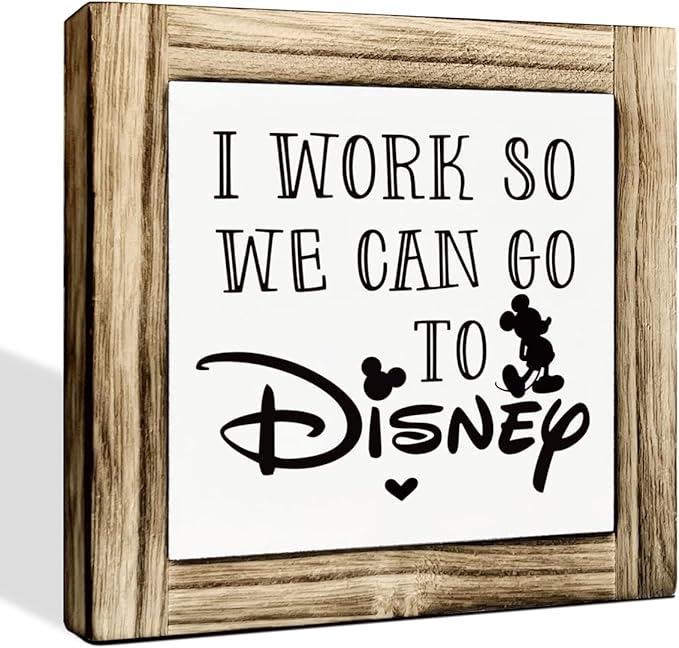 Work Desk Signs, Box Sign Wood Desk Sign Decor, Home Office Tabletop Decors, Work Inspired Wood Sign, Office Gift for Friends Women, Coworker Gift, Decorative Wooden Plaque 5.9×5.9 inches