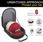 Hard baseball hat case, Hat Carrier Travel Case with Adjustable Shoulder Strap, Hat cap case for 6 Baseball Caps - Perfect for Traveling & At-Home Storage (Black with Grey)