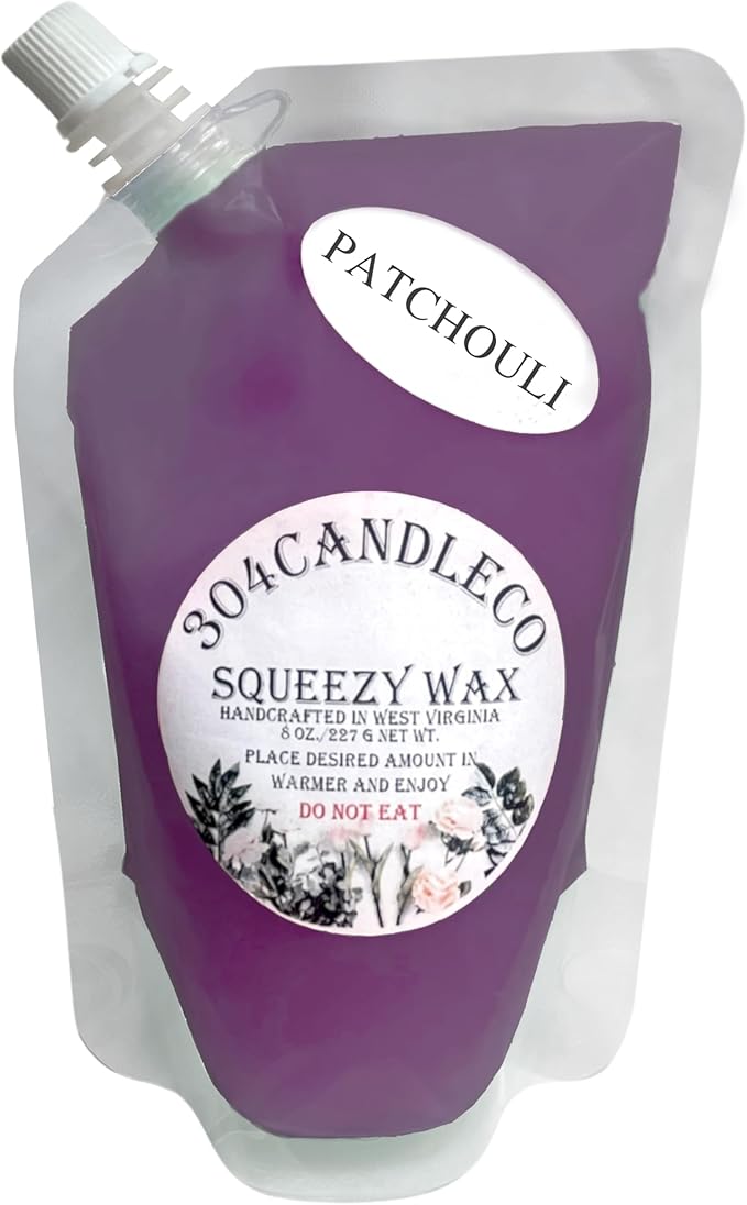 304CandleCo Large Squeeze Soy Wax Melt - 50 SCENTS! - Highly Fragrant & Hand-Crafted - Easy Mix & Match - American Made - Perfect for Wax Warmers (8oz, Patchouli)