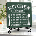 DETIHO Rustic Kitchen Decorations Above Cabinets, Dark Green Kitchen Counter Decor, Farmhouse Wooden Signs and Plaques for Home Dining Room Tabletop - G09