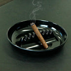 7Pcs Ashtray Sets, Ash Tray for Cigarettes and Cigar, Round Black Large Size Plastic Ashtrays, for Indoor Outdoor Home Office Patio Restaurant Bar Hotel Use (Set of 7)