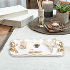 Warmtree Vintage Jewelry Organizer, Decorative Tray for Jewelry, Towel, Storage, Rings, Bracelets, Earrings, Cosmetics, Retro Design, Bow Decor Resin Plate Coquette for Room Decor, White