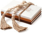 Feifeiya 3 Pieces Faux Decorative Books Set for Home Decor Fake Book for Shelves Coffee Table Stacked Linen Covered Display Notebook with Wood Bead Bookend Gift for Living Room(Vintage Coffee)
