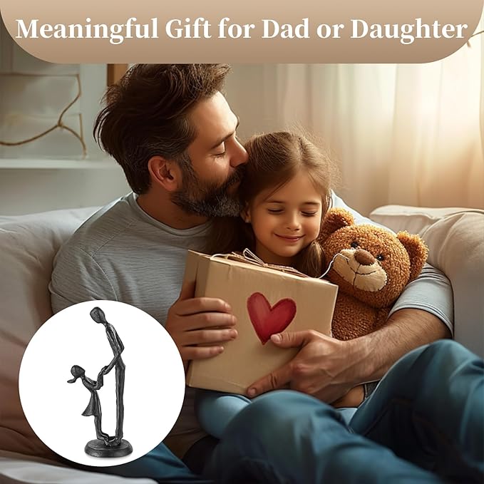 Sziqiqi Figurines Gifts for Father - Dad Daughter Iron Statues Father Daughter Love Sculpture Decoration for Fathers Day Wedding Christmas Birthday Gifts for Dad for Son Husband