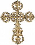 Sungmor Vintage Cast Iron Cross Wall Decor, 13.8" Tall Heavy Duty Rustic Gold Finish Wall Sculpture,Ornate Metal Art Farmhouse Home Decor