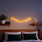 opulinea 32 Inch Hammered Gold Moon Phase Metal Wall Decor with LED String Lights, Celestial Hanging Wall Sculpture, Boho Lunar Wall Art for Bedroom, Living Room, Bathroom, Apartment