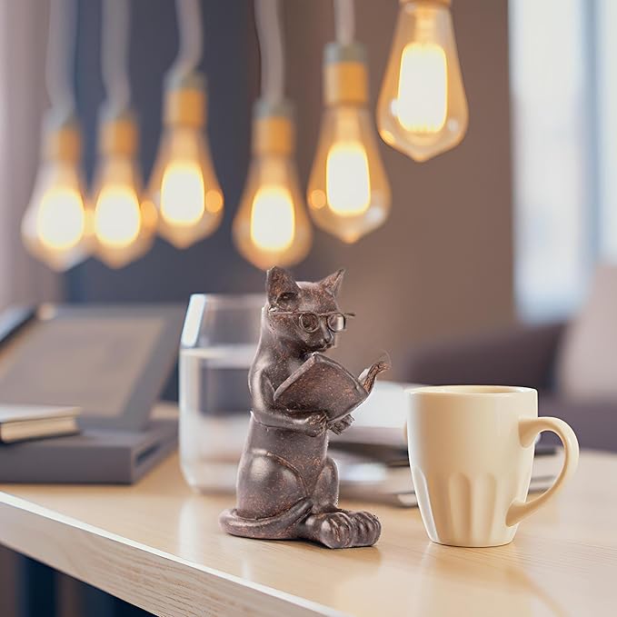 Young's Inc. Cat Figurine - Cute Cat Statue - Whimsical Cat Decor for Cat Lovers - Cat Collectibles and Meditation Decor - Cat with Birthday Cake - 4.72" L x 2.56" W x 4.33" H
