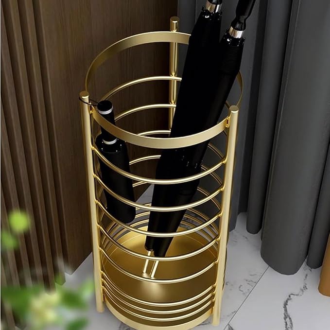 Umbrella Holder Luxury Umbrella Stand Rack for Entryway, Free Standing Metal Umbrella Holder, Round Umbrella Organizer Bin for Long Short Umbrella, Walk Stick, Home Office Indoor Umbrella holder for