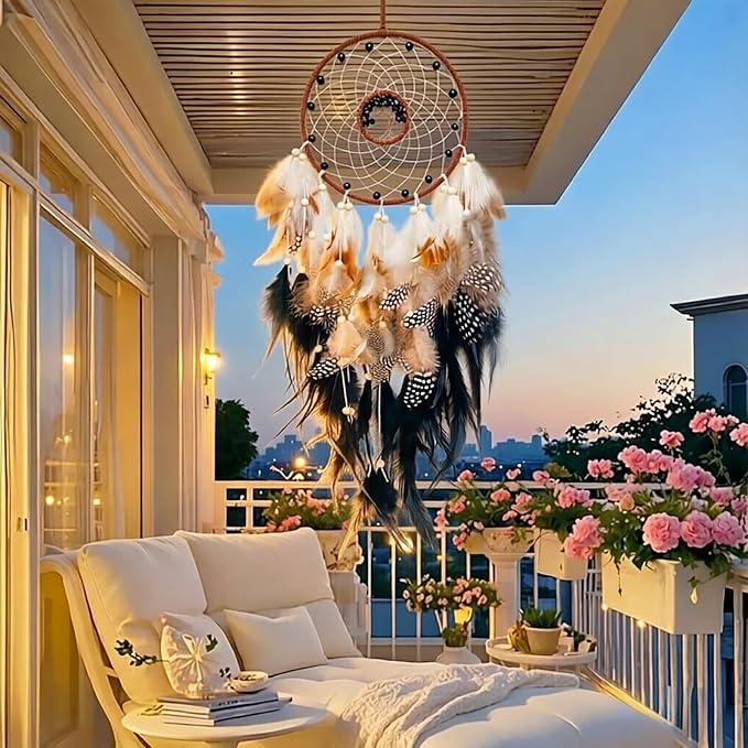 Black Dream Catcher Wall Decor Crystal Tree of Life Dream Catchers Handmade Feather Dreamcatcher Wall Hanging Ornament for Bedroom Living Room Home Decor