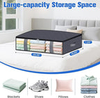 Under Bed Storage Containers, 6 Pack Blanket Storage Bags, Collapsible Storage Bags with Big Zippers, Clear Front, Shoe Storage and Organization for Clothes, Comforter, 60L, Grey
