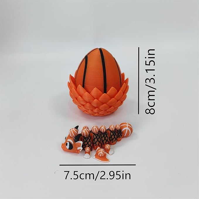 Enchanted 3D Egg with Miniature Inside - Handcrafted Printed Collectible | Fantasy Decor & Gift (Basketball Dragon & Egg (Box))