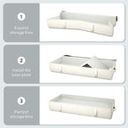 2-Pack Under Bed Storage Containers, 8 Inches Tall Underbed Clothes Storage Organizer Bin with Sturdy Sidewalls/Bottom, Under the Bed Storage Bags 2 Storage Bins, Beige
