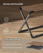 SONGMICS Luggage Racks, Set of 2 Foldable Suitcase Stands, Metal Luggage Holders, Synthetic Leather, Easy to Assemble, for Guest Room, Hotel, Bedroom, Walnut Brown and Ink Black URLR010K02