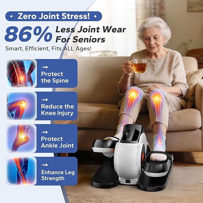 Under Desk Elliptical Machine, Ellipse Leg Exerciser As Seen On Tv While Sitting for Seniors, Pedal Exerciser with 15 Level Adjustable Resistance & 5 Auto Mode Fully Assembled Home Office
