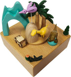 Briskfeel Wooden Jurassic Dinosaurs Music Box - Moving Car & Dinosaur, Mechanical Musical Box, Gift for Dinosaur Lovers and Music Box Enthusiasts, Unique Desk Decoration