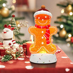 Gingerbread Christmas Snow Globe Lantern with 8 Music Songs & 6H Timer Water Snow Globe Lantern USB & Battery Operated for Christmas Festival Decorations Gifts (Gingerbread)