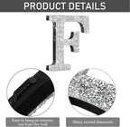 Qunclay 5.7" Silver Crystal Diamond Bling Letters Crushed Diamond Decoration Wooden Glitter Letter with Screw and Hooks Rhinestone Gift for Wedding Y2k Mcbling Bedroom Wall Decor (Letter F)