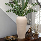 Tall Ceramic Vase 12 Inch Neutral Textured Vase,Cream Ceramic Vase for Home Decor,Farmhouse Tall Ceramic Flower Vase for Dining Table,Living Room,Kitchen,Bedroom,Entryway