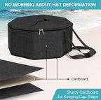 SLEEPING LAMB Hat Box for Travel and Storage, Collapsible Cowboy Cap Organizer for Closet with Handles, Hat Boxes for Men and Women Storage Large Cap Case Carrier with Cardbord, Black