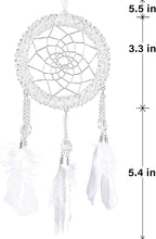 Luxury Dream Catchers - White Turkey Feather with Crystal Diamond, Lace Lanyard, Handmade Small Dreamcatcher for Bedroom, Dream Catcher for Girls, Dream Catchers for Boys, Dream Catcher Wall Decor