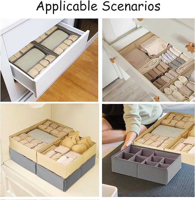 Drawer Organizer Clothes, Adjustable Dividers and Can Change the Size of the Dividers According , Can be Used in the Bedroom, Nursery and Closet Organizer or Storage, Underwear, Socks (Grey, Small)