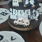 Halloween Decorations - Mini Cute Farmhouse Style Halloween Metal Truck Decor with 3 Removable Mini Ghost Ornaments for Tabletop, Tiered Tray, Shelf, Fireplace and Home Indoor Décor