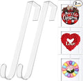 12 in Wreath-Hangers for Front Door,Door-Wreath-Hanger-Clear Over The Door Hooks,2 Pack Non-Scratch-Door-Hanger Hook for Easter Christmas Halloween Fall Wreath Decorations,Welcome Sign for Front Door