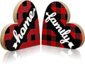Jetec 2 Pcs Rustic Decorations for Living Room Home Shelf Mantel Entryway Table, Farmhouse Knick Knacks Christian Table Centerpiece Wooden Heart Decor for Dining Room Housewarming Gift(Stylish Style)