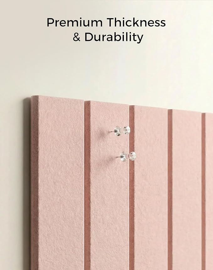 Aothia 12-Pack Felt Bulletin Board Tiles - 48x36 Modular Pin Board for Walls, 0.2" Thick Cork Board Alternative for Office & Classroom, 70 Adhesive Tabs & 40 Pushpins Included (Pink)