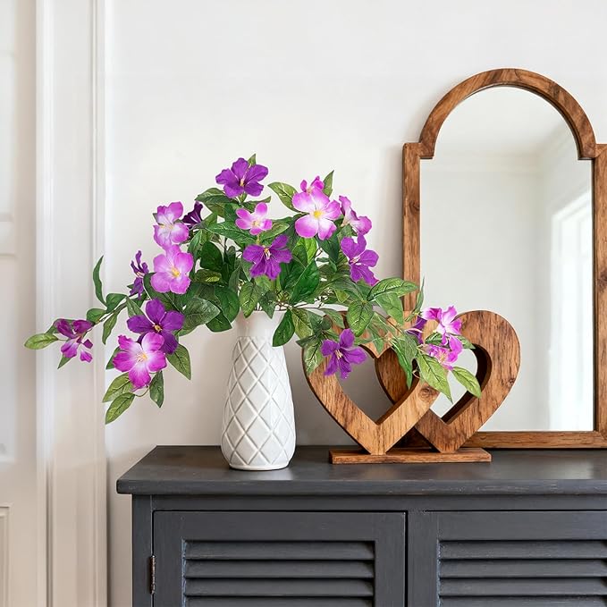 Artificial Hanging Faux Flowers for Outdoors Planters 2PCS Fake Flowers Silk Hibiscus Flowers for Outside Outdoor Faux Hanging Plants UV Resistant Spring Home Front Porch Decoration