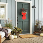2 Pcs Red Wreath Sash for Front Door Linen Wreath Ribbon Bow for Yard Porch Garland Home Decor