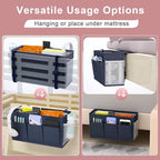 Edudif Dual-purpose Bedside Caddy Bedside Organizer, Bed Caddy with 6 Pockets, Versatile Bedside Storage Solution Magazine Remotes holder, ideal for Home, Dorm, Hospital, Crib Bed