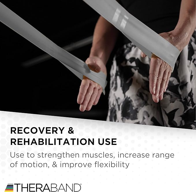 THERABAND CLX Resistance Band with Loops, 5-Foot Non-Latex Exercise Band for Mobility, Rehab, Stretching & Home Workouts, Color-Coded Resistance Levels