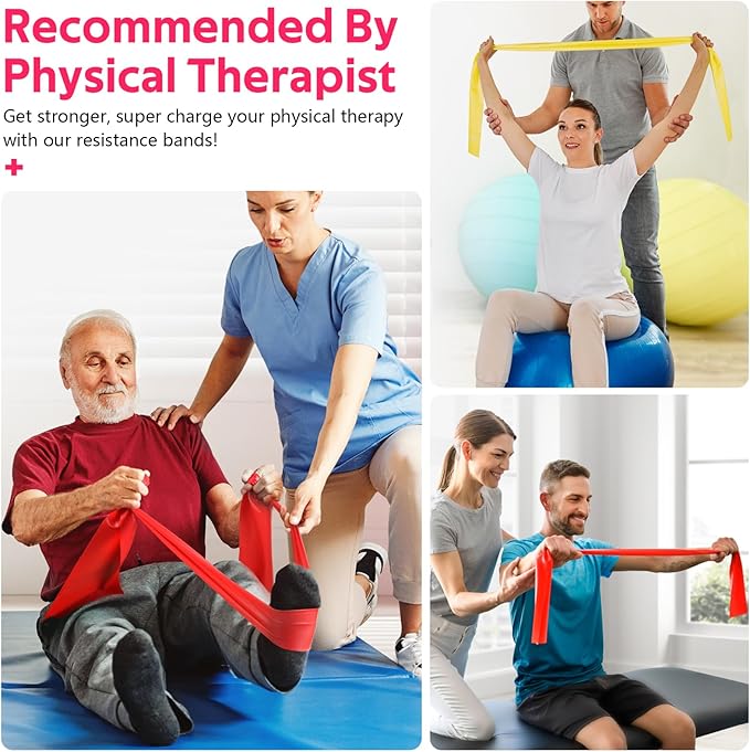 RENRANRING Resistance Bands for Working Out, Exercise Bands for Physical Therapy, Stretch, Recovery, Pilates, Rehab, Strength Training and Yoga Starter Set