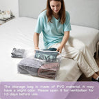 5PACK Clear Zippered Storage Bag for Clothes, 22L Clear Storage Bags, and Blanket Storage Bags for Bedding, Blankets, Comforters, Clothing, Books, DVD & CD (White)