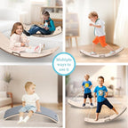 Wooden Wobble Balance Board Kids, 27 Inch Balance Board Toddlers with Natural Wood Board with Rope for Indoor&Outdoor Exercise, Open Ended Learning Toy for Body Training, Birthday