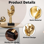 Gold Decor Thinker Statues Set of 3,Golden Abstract Face Resin Sculptures,Home Decor Accents,Office Bookshelf Decor, Shelf Side, Table Decorations for Living Room, Gift for Friends (gold-3Pcs)