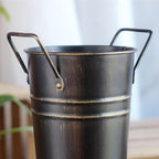 Umbrella Stand Holder Metal Umbrella Bucket Freestanding Umbrella Rack Barrel Canes Walking Sticks Clubs Organizer Rustic Floral Bucket Floor Vase for Entryway Porch Indoor (Black)
