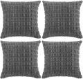 Fancy Homi 4 Packs Decorative Throw Pillow Covers for Living Room Couch Bed, Modern Farmhouse Boho Home Décor Accent Cushion Case, 24" x 24", Dark Gray