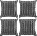 Fancy Homi 4 Packs Decorative Throw Pillow Covers for Living Room Couch Bed, Modern Farmhouse Boho Home Décor Accent Cushion Case, 24" x 24", Dark Gray