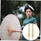 2pcs Parasol Poles Oiled Paper Umbrella Holder Yarn Ball Winder Photography Prop Paper Parasol Chinese Chic Paper Umbrella Stands Diy Crafts Switch Stage Umbrella