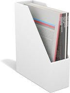 TRU RED Plastic Magazine File, White – Vertical Desktop Organizer for Magazines, Folders & Office Documents