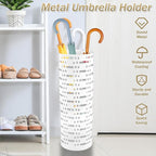 Umbrella Stand Rack, Free Standing Round Metal Umbrella Holder, Walking Sticks Umbrella Bins Waterproof Umbrella Storage Rack 16.5 x 6 inch Hollow Umbrella Storage Bucket for Indoor Home Office(white)