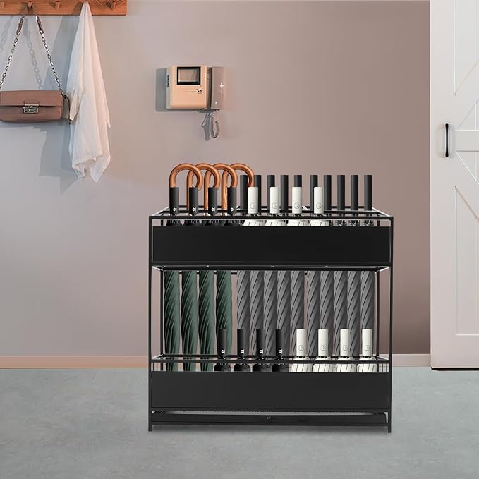 Umbrella Stand Rack, Free Standing Industrial Umbrella Holder with Removable Water Tray, Umbrella Organizer for Indoor Outdoor Entryway Home Office Patio